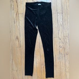 JCrew girls crewcuts everyday leggings in black velvet gold glitter size 14